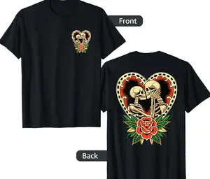 The Lovers Skeletons Vintage Traditional Tattoo Retro Alt T-Shirt
