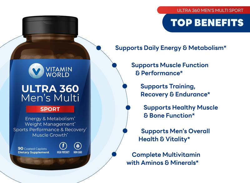 Vitamin world ULTRA 360 Men's Multivitamin Sport Healthcare Supplement,Fitness,Muscle