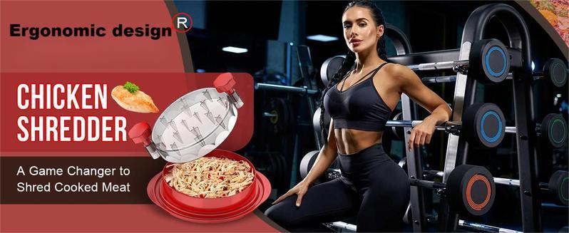 Chicken Shredder Large Chicken Breast Shredder Tool Twist with Brush&Fork, Visible Meat Shredder Machine, Anti-Slip Strip, Ergonomic Handle
