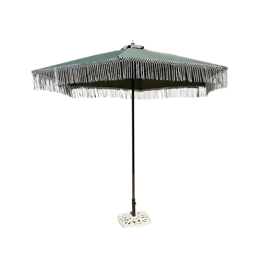 9ft Market Patio Umbrella 6 Rib Replacement Canopy w/ Tassels in Sage Green (Canopy Only)