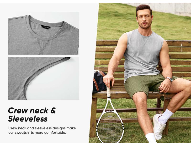 JMIERR Mens 3 Pack Cotton Tank Top Hipster Hip Hop Longline Crewneck Sleeveless Shirts