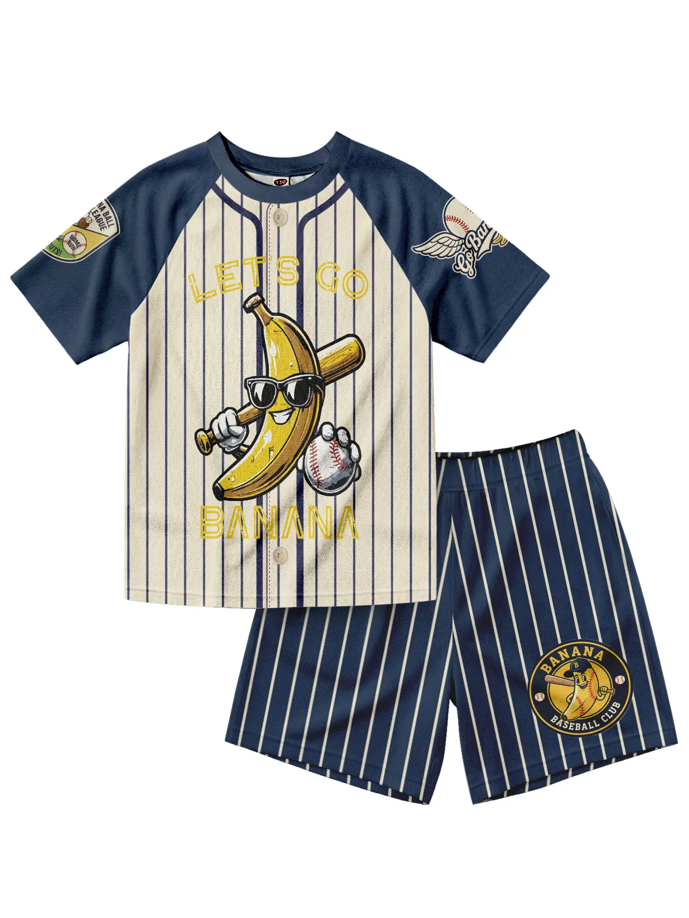 Dabbing Retro American Flag Fake Baseball Jersey Cardigan Baseball Lover Boys Girls Kids Outfit Athletic Mesh Baseball Jersey T-Shirt and Shorts Set Toddler Big Kid Drip For Boys Summer Vibe outdoorfun