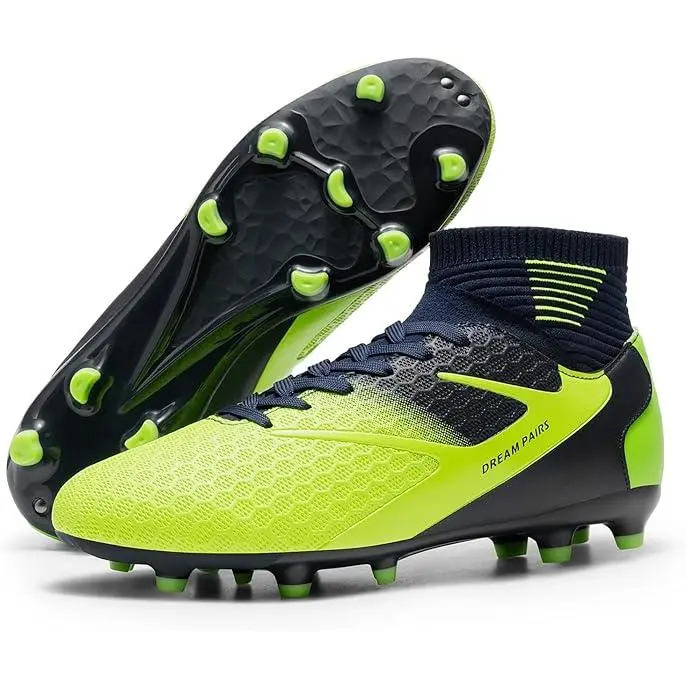 Dream Pairs Men's High-Top Football Cleats, Lightweight Synthetic Knitted Turf Soccer Shoes with Ankle Support, Sports Football Shoes