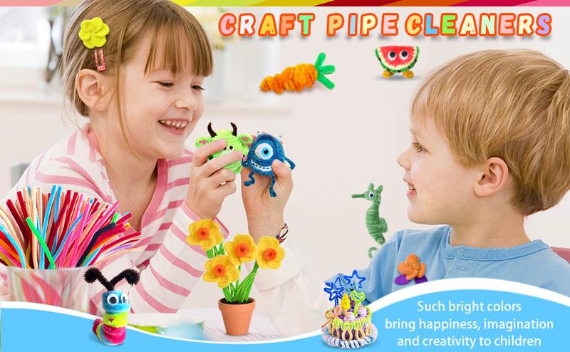 200PCS Pipe Cleaners Craft Stems – Bulk Chenille Stems for Kids DIY Arts & Crafts, Fidget Toys, Room Decor, Christmas Decorations & Creative Projects