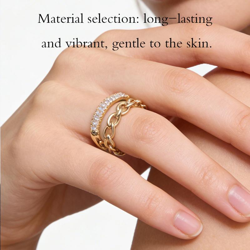 Double Layer Chain Moissanite Titanium Steel Ring, Unique Artistic Design, Statement Jewelry for Women, Express Your Personality, Fashionable Stackable Ring with Sparkling Stones Demi Ring Casual ring stack claddagh voldemort frank ocean marquise cut ba Double Layer Chain Moissanite Titanium Steel Ring, Unique Artistic Design, Statement Jewelry for Women, Express Your Personality, Fashionable Stackable Ring with Sparkling Stones Demi Ring Casual ring stack claddagh voldemort frank ocean marquise cut ba