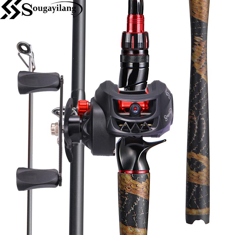 Sougayilang casting rod and reel combo set, featuring an IM6 carbon two-piece rod blank, stainless steel guides with ceramic inserts, ergonomic EVA handle and butt, available in split or one-piece rear handle designs, and six models to choose from.
