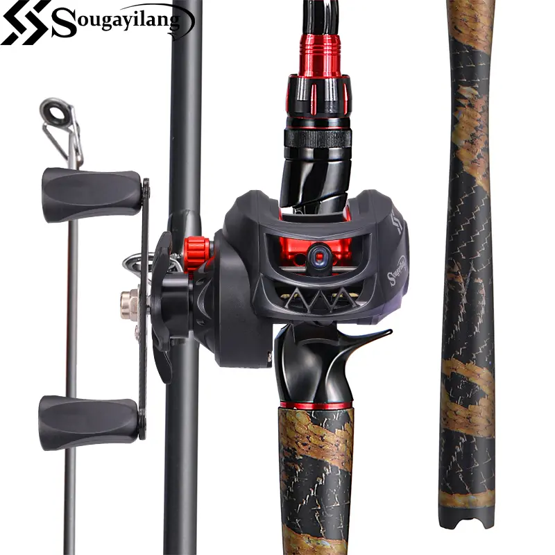 Sougayilang casting rod and reel combo set, featuring an IM6 carbon two-piece rod blank, stainless steel guides with ceramic inserts, ergonomic EVA handle and butt, available in split or one-piece rear handle designs, and six models to choose from.