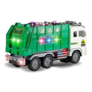 Electric Garbage Truck Toy with 4D Flashing Lights & Realistic Sounds, Bump & Go Sanitation Truck, Battery Operated Toy Vehicle for Toddlers & Kids