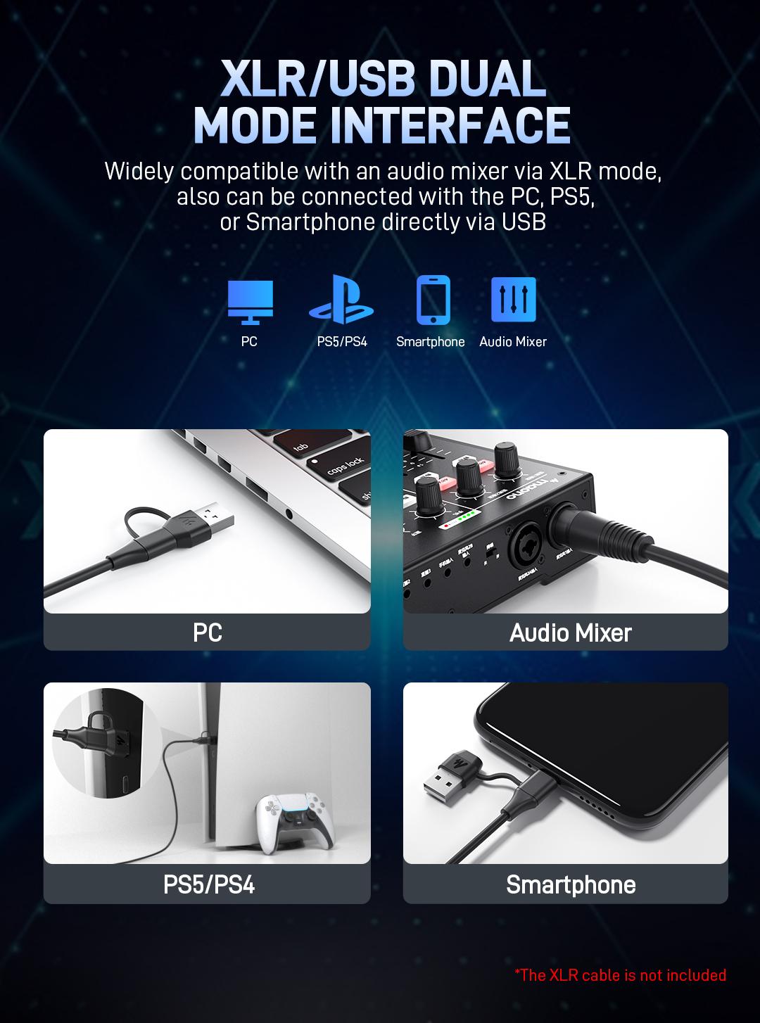 Maono PD200X Dynamic RGB Gaming Microphone with USB & XLR Cable Connectivity, Mute button, noise reduction, zero latency, widely compatible with computers, PC, Mac, Android /iOS smartphone, audio mixer, friendly for Singing, Gaming, Podcasting, Recording.