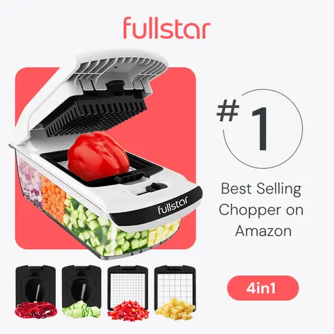 Fullstar Vegetable Chopper & Slicer, Onion Dicer, Food Cutter with Stainless Steel Blades, Dishwasher-safe for Meal Prep