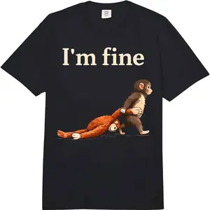 Sad Monkey Punch Meme with an Orange Toy I'm Fine Comfort Colors Adult Heavyweight T-Shirt Sweatshirt TOP