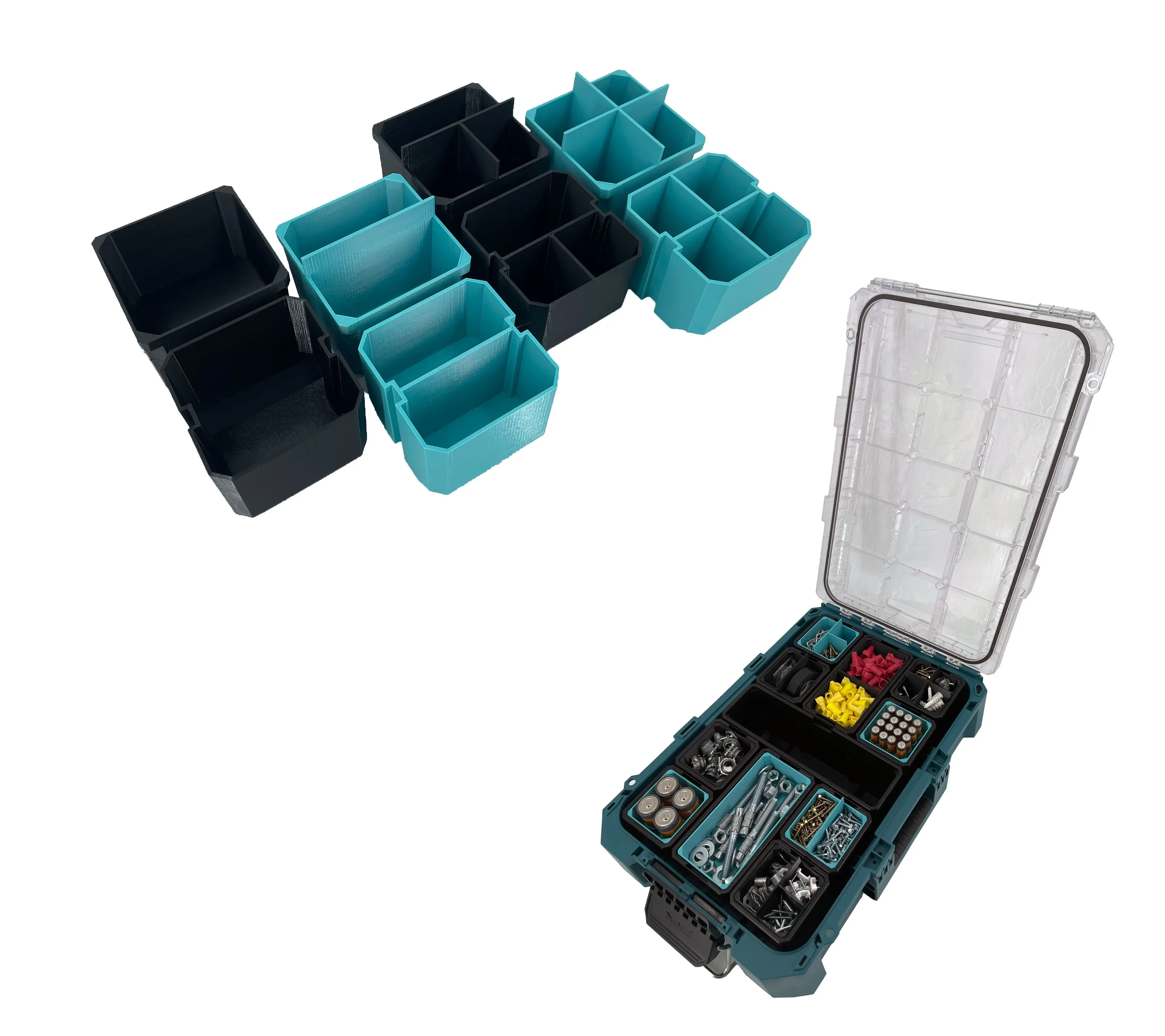 Makita MAKTRAK Deep Medium Organizer Box Compatible Small Nesting Bins - Teal