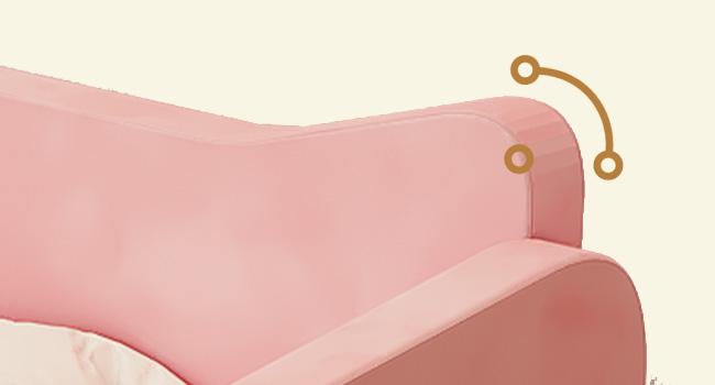 JOYMOR Toddler Bed, Floor Bed with Safety Guadrail, Montessori Toddler Bed with Animal Ear Shapes, Soft Velvet Wood Bed for Infant, Kids, Mattress not Included