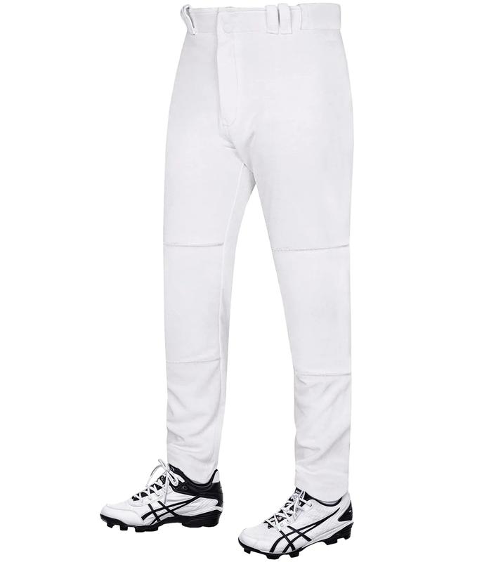 Penveer Full Length Men's Baseball Pants, Open Bottom, Loose Fit Adult Baseball Pants with Adjustable Length (White)