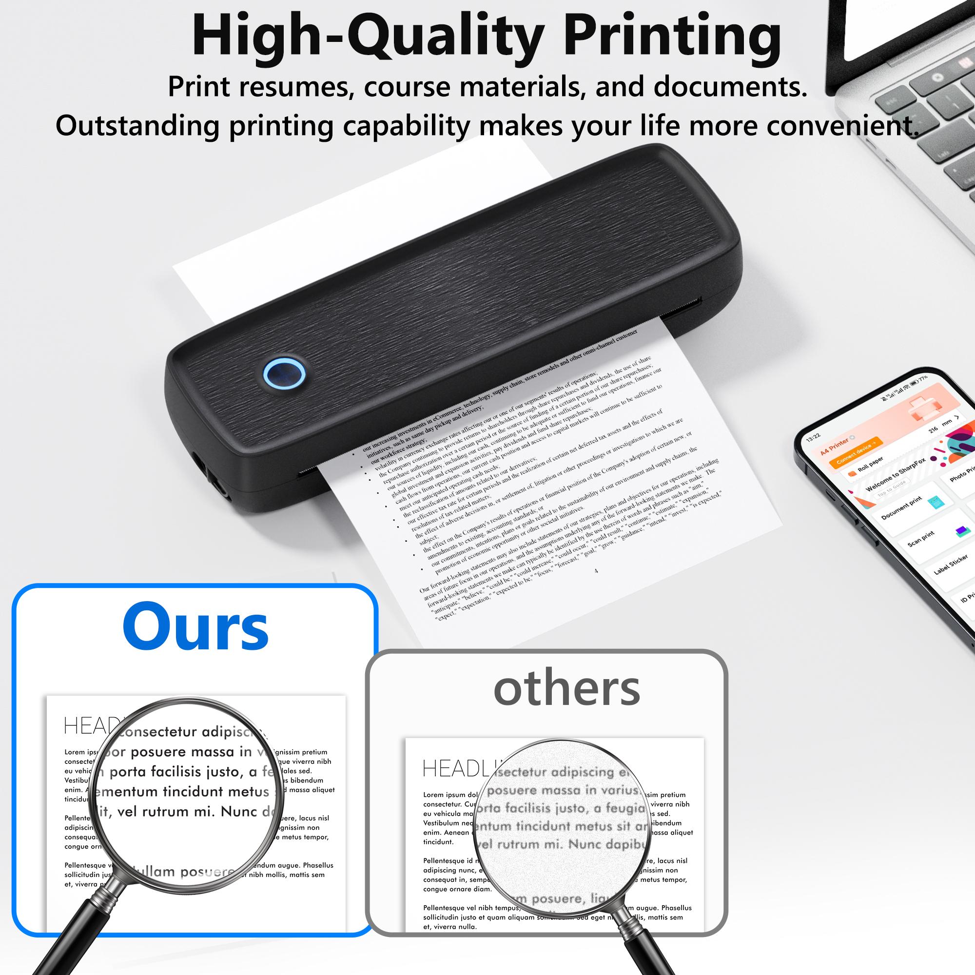 LABEER Wireless Portable Printer - For Travel，Bluetooth Thermal Printer Supports 8.5"x11" US Letter, Legal, A4 & A5 Paper | Inkless Mobile Printer for iOS, Android, Laptop | for Office, Car, Home