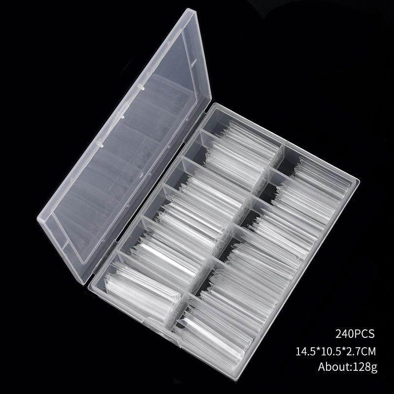 240pcs Transparent Extra Long Nail Tips Half Cap C Curve 12 Size Fake Nails Cone Square with Box, Suitable for Home DIY, Nail Tip, Soft Gel Nail Tip, Nail Gel Color Jelly, Clear Jelly, Press On Nails For Women, Fake Nail, Nail Tips/nails