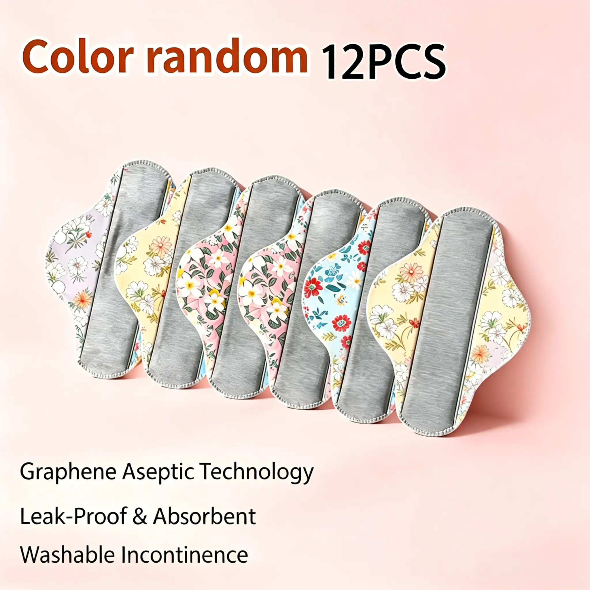 6/12PCS Graphene Hygienic Washable Incontinence Underpads - Waterproof, Breathable, Antibacterial, Absorbent, Skin-Friendly, Odor-Control, Moisture-Wicking Mild Daily Home Care Pads for Sensitive Skin Adults with Steady Protection