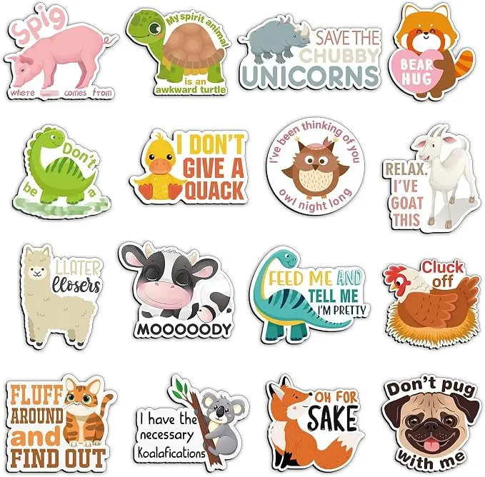 16 Pcs Funny Fridge Magnets Animal Magnets Cute Animal Pun Fridge Magnet Decor Home Kitchen Magnetic Decor for Home, Office, Whiteboard Humorous Gift