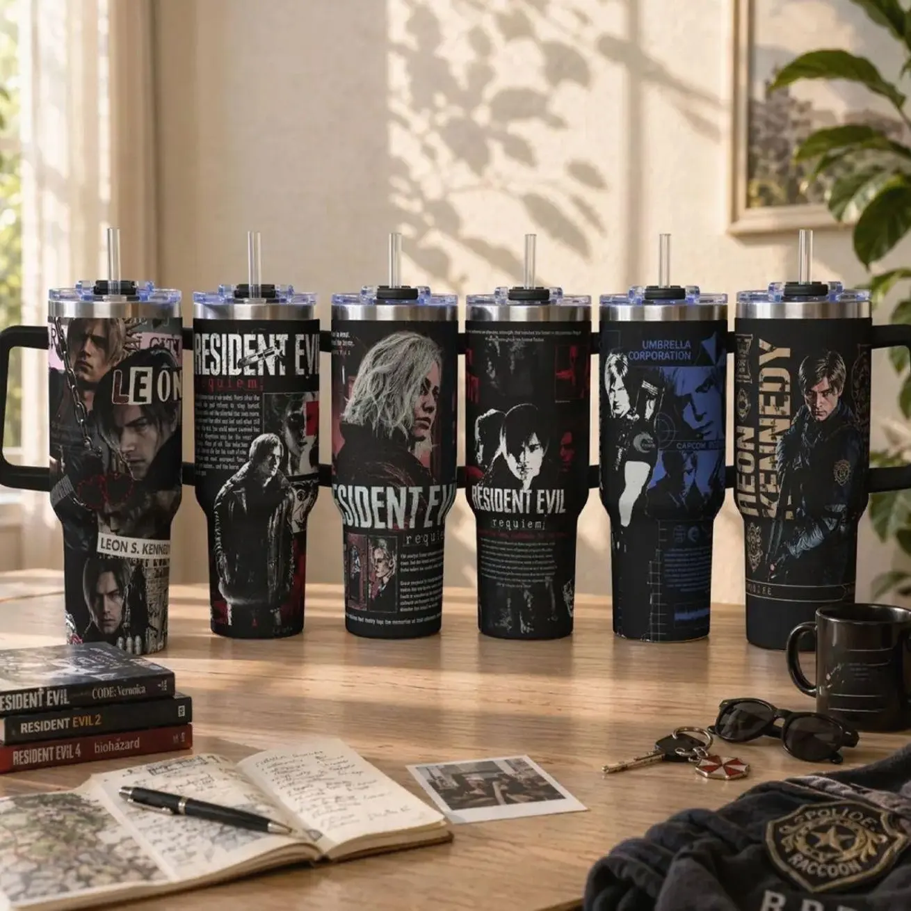 Leon S.Kenneddy 40 Oz Tumbler, Game Lover Must Have Resiident EviII 40 Oz Tumbler , The Perfect Tumbler For Fans, Best Gift For Holiday