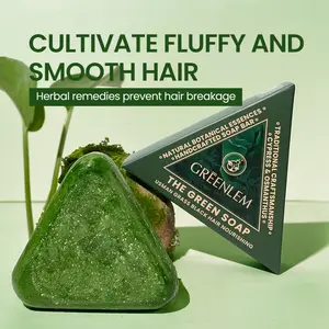 GREENLEM Anti Hair Loss Shampoo Bar – DHT Blocker with Polygonum, Ginseng & Tea Tree, Strengthens Roots, Reduces Hair Fall, for Thinning Hair, Sulfate-Free, Herbal Hair Growth Soap 120g Haircare Cleansing Conditioner Biotin Hair Conditioner Bar.