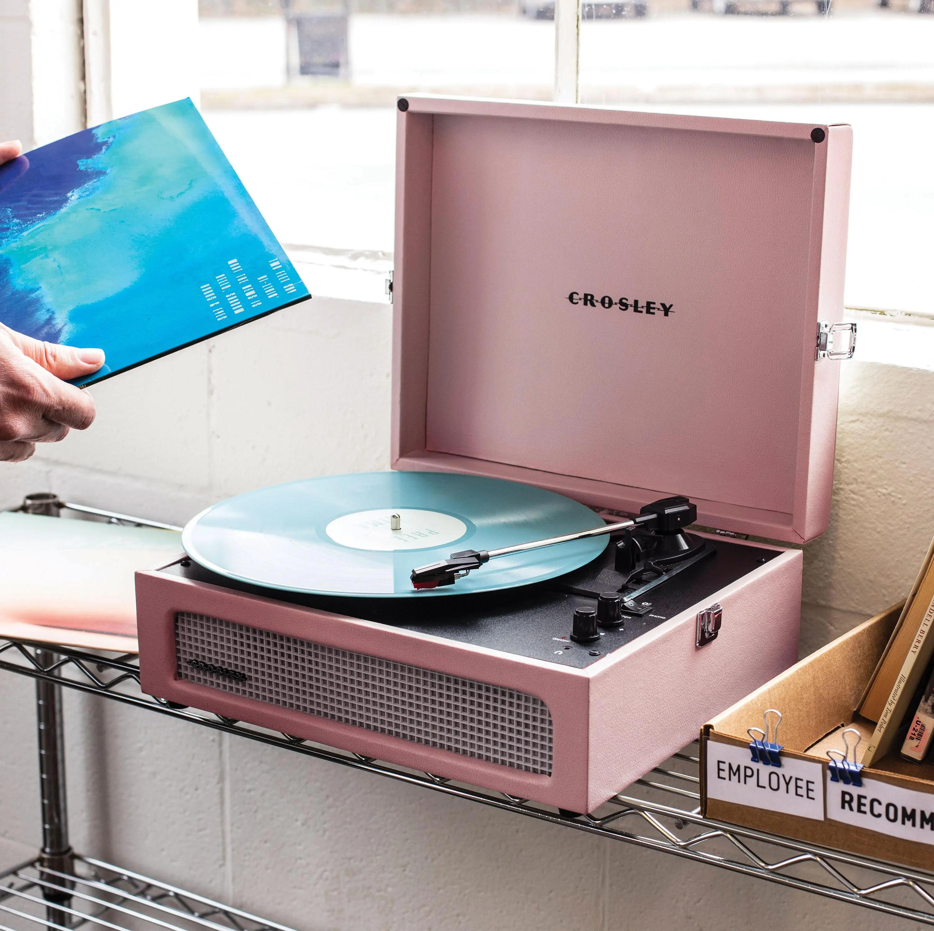 Voyager Bluetooth Vinyl Record Player, 3-Speed Turntable with Built-in Speakers