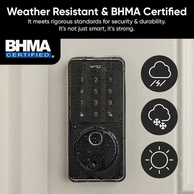 Wyze Lock Bolt v2 — Fingerprint Keyless Security Lock, Smart Wi-Fi + Bluetooth Deadbolt Replacement, IPX5 Weatherproof, Auto-Lock, Smartphone Control, Keypad