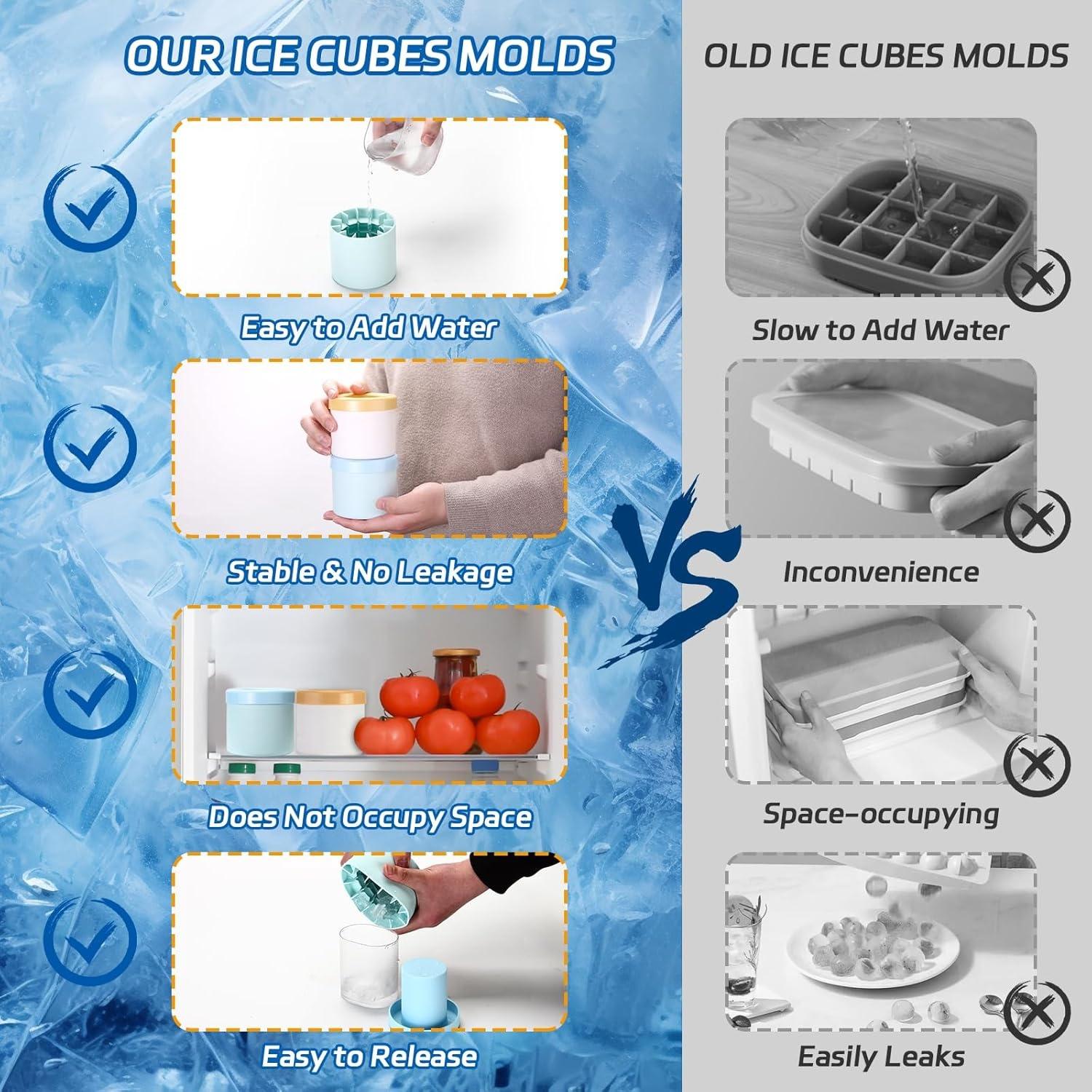 Light Blue Silicone Cylinder Ice Tray – Stackable Mini Ice Mold for Perfectly Chilled Drinks, Easy-Release Design for Refreshing Beverages, Reusable Ice Cubes for Drinks Containers Utensils,christmas gifts