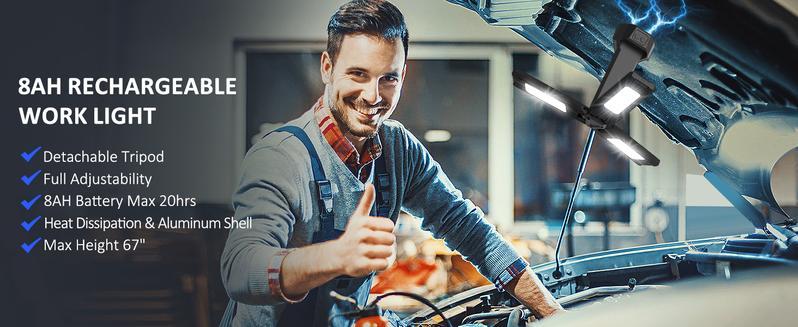 Valentine's Day gift CuLiDing Rechargeable Camping Light with Stand, 67" Tall Portable Cordless, Multiple adjustable lumens, 4000K/6500K Dimmable with Detachable Tripod for Outdoor work, Emergency, Camping, Fishing, Garage