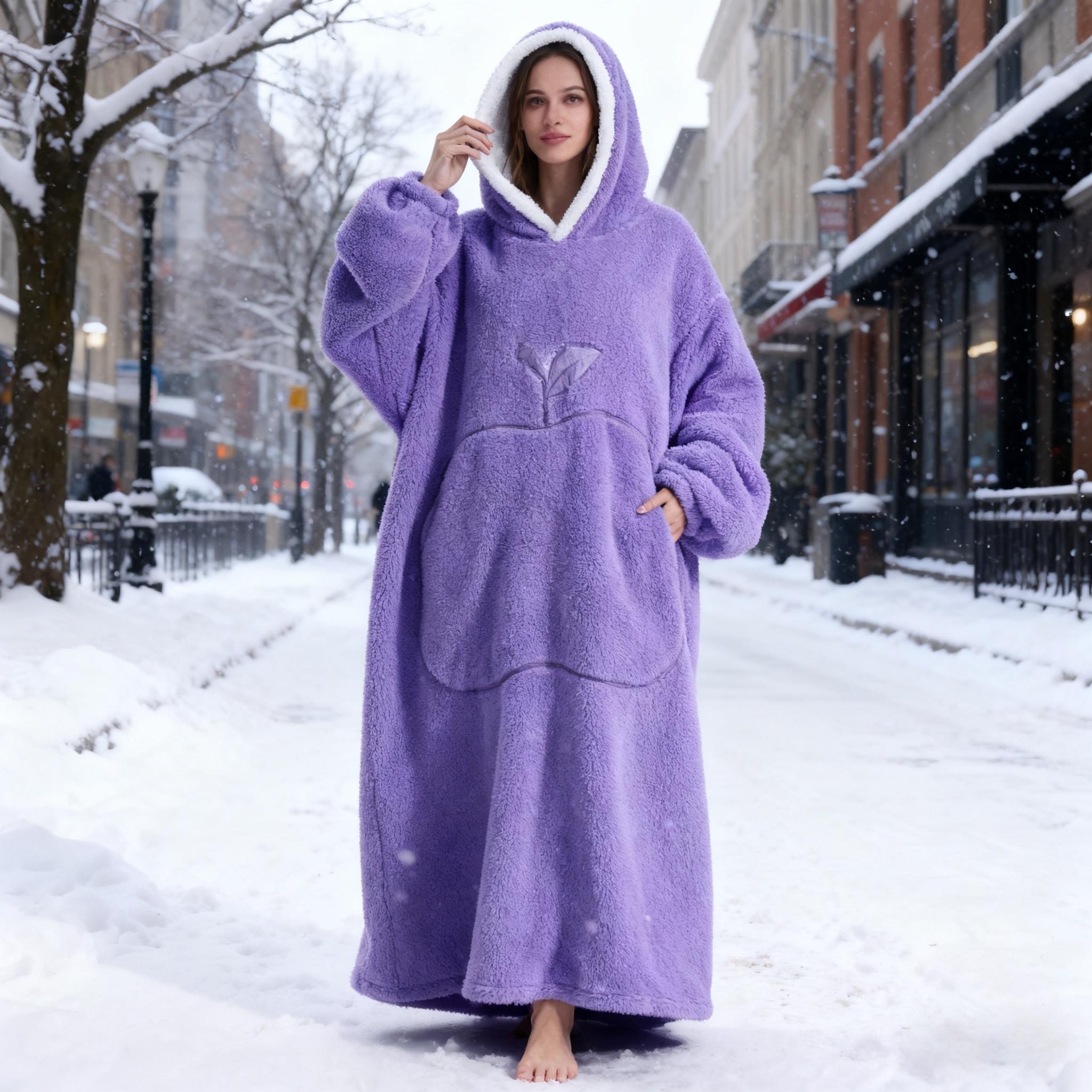 Solid Color Apple-Patterned Warm Winter Coat Long Length Long Sleeve for Cold Days dressing  gown eeyore  onesie