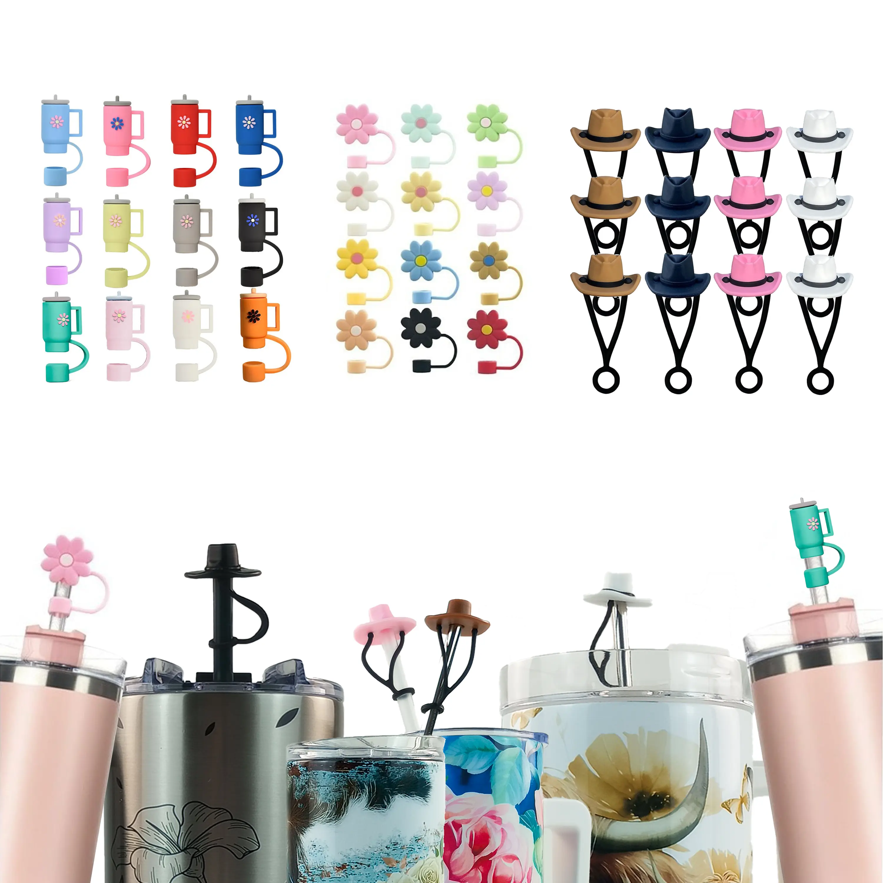 Hogg Silicone Straw Topper - 12 Pack, Ideal for Crafting and DIY Projects