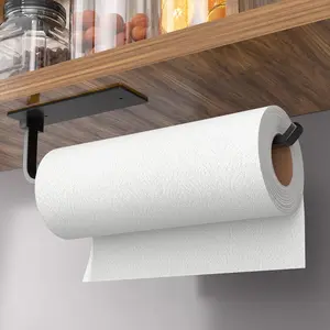 Paper Towel Holder - Self-Adhesive or Drilling, Upgraded Aluminum Kitchen Roll Dispenser Under Cabinet, Lighter but Stronger Than Stainless Steel!