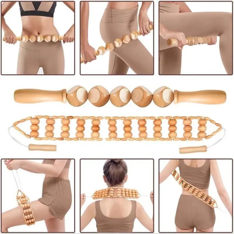 Wooden Massage Tool Set – 6 Counts Manual Massage Tools – For Body & Face Sculpting – Muscle Relaxation & Stretching – Home, Sports, Outdoor Gua Sha Tool Set – Scalp Massager – Back Massager – Foot Massager & Dealsforyoudays & Manual Massage Tools