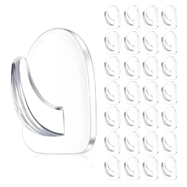 60 Pcs Small Clear Adhesive Wall Hooks Transparent Acrylic | Reusable Seamless with Non Marking Adhesive, Clear Style for Lightweight Items, Kitchen Bathroom Office Wall Use