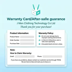 J Men Clothing Technology Co Ltd Trendy T-Shirt After-Sale Warranty Certificate