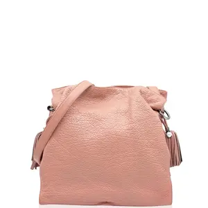 Pre-owned Loewe Leather Shoulder Bags Fringe Shoulder Bag Calfskin Pink (yg1225n7)