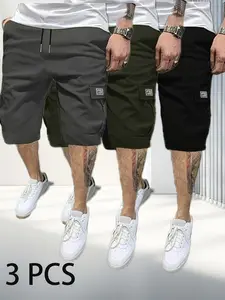Men’s cargo shorts, set of 3 — lightweight, breathable, multifunctional pockets, suitable for summer outdoor activities