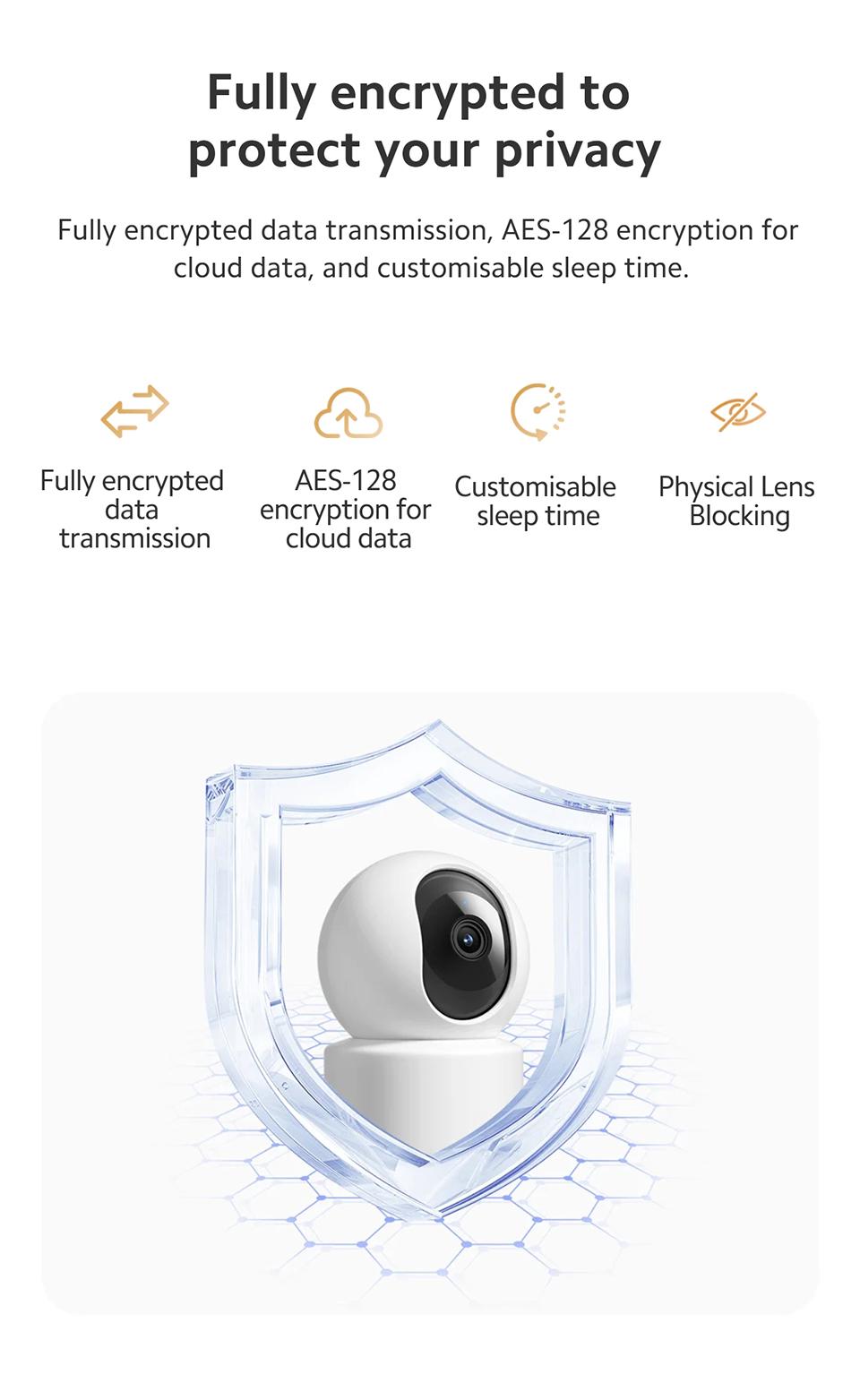 Xiaomi Smart Camera C301 Wireless 3MP ultra-clear visual experience, Human detection and active alert, Night Vision, Real-time two-way voice calls Safety Card Chip Lens