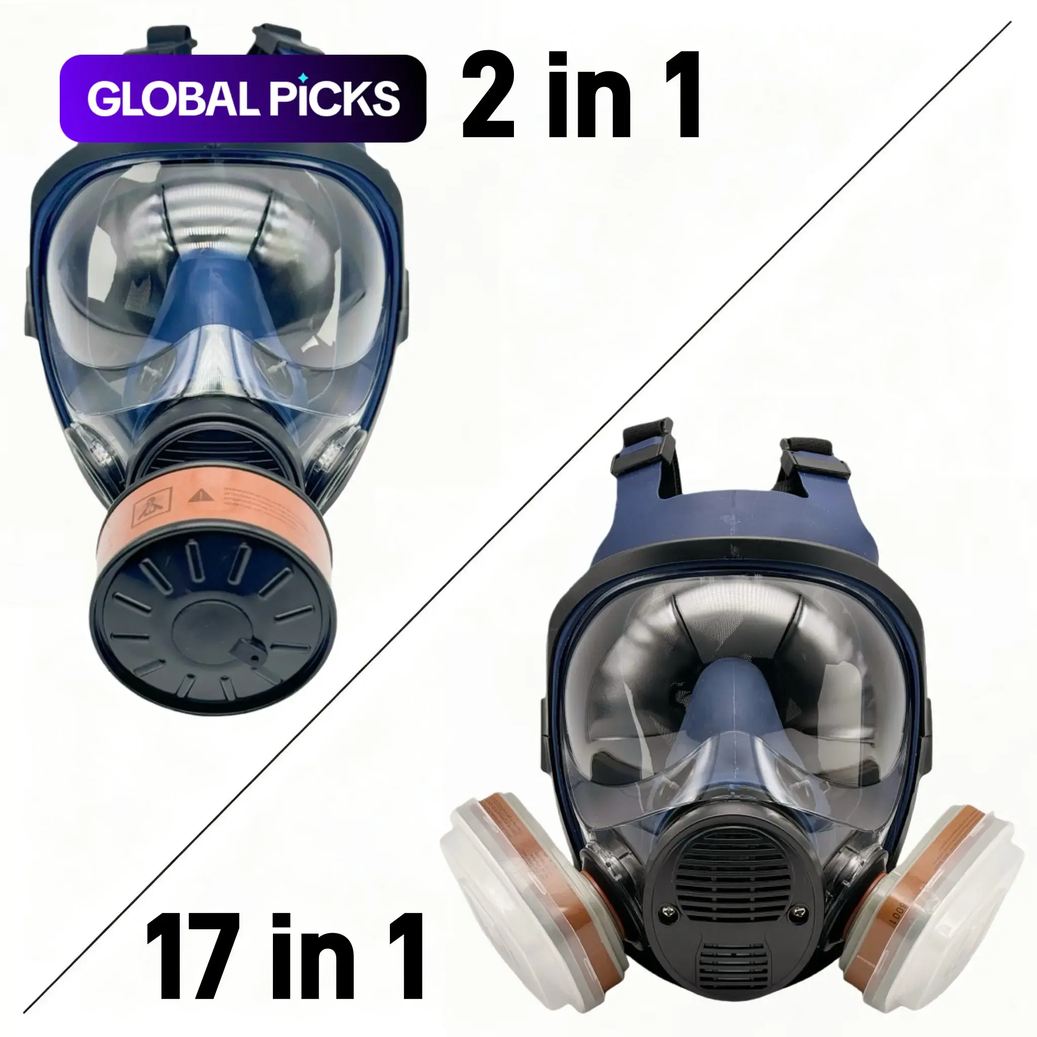 Reusable Anti-Fog Toxic Gas Protection Full Face Respirator, Dustproof Gasproof Mask, with Filter, Safety Gear, Dust Protection, Ideal for Painting, Woodworking and DIY, Protective Mask #GLOBAL PICKS