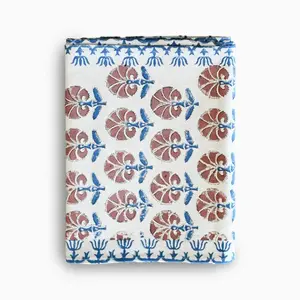 Hand Block Print Table Runner – White & Royal Blue