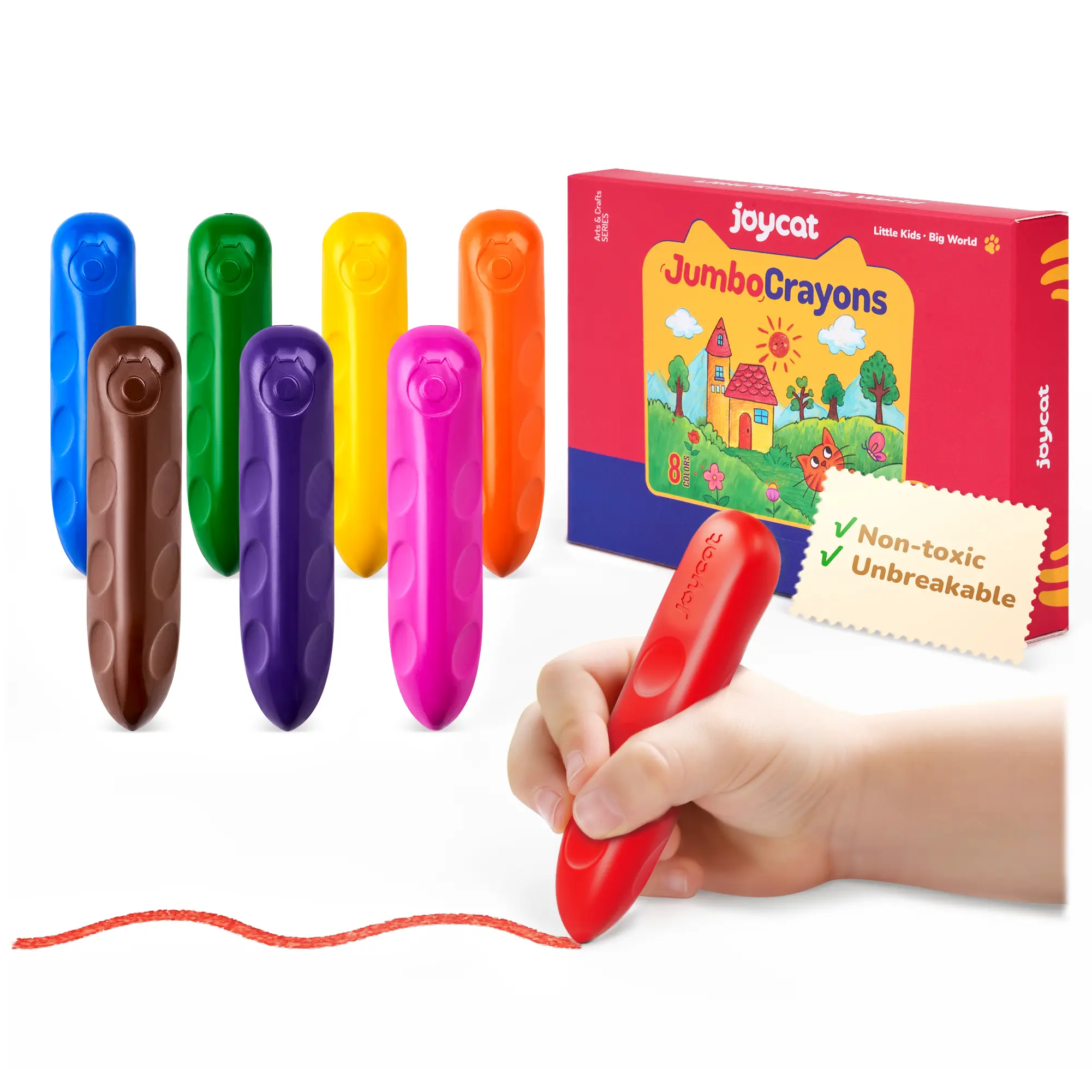 JoyCat Jumbo Triangular Easy-Grip Kids Crayons - 8/16/30 Pcs Natural Wax, Washable, Durable, Non-Toxic Toys, Drawing Color Coloring Supplies, Art Stuff, Gifts for Kids Arts & Crafts,back to school