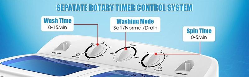Costway Washing Machine-Portable Mini Compact Twin Tub Washer, Control Knobs, Timer Control, Built-in Pump Drain, Durable Design, Compact Laundry Washer for RV, Apartments and Dorms