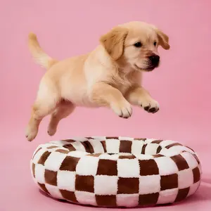 Round Plush Dog Bed – A cozy, fluffy calming bed designed for small, medium, and large dogs and cats. Multi-functional, combining both play and rest areas. Washable and perfect for your puppy’s relaxation.