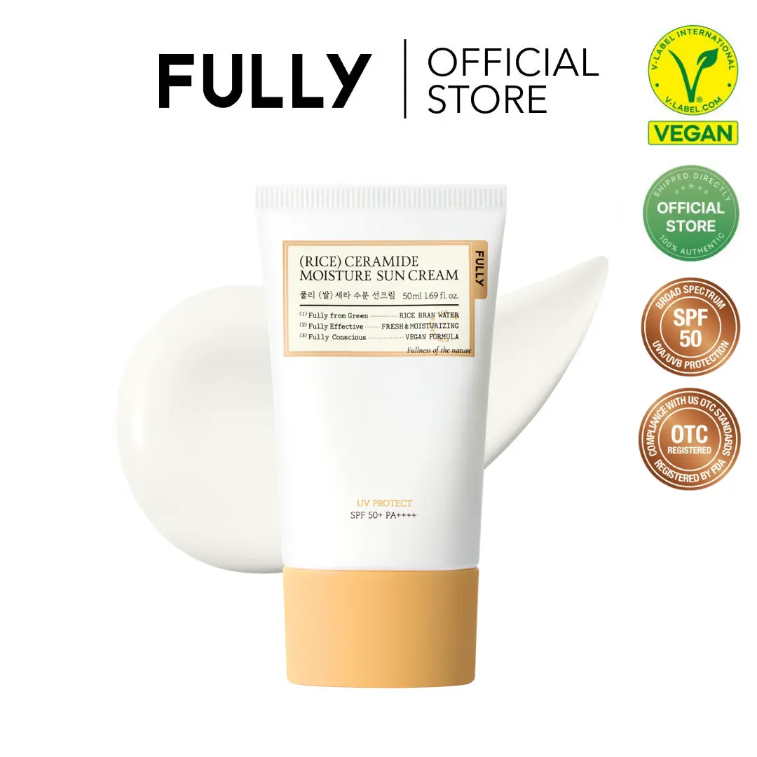 [FULLY Official Shop] Rice Ceramide Moisture Sunscreen SPF50 50ml (OTC) - Korean Daily Sunscreen, Deep Hydration & Barrier Support, Ceramide NP, Rice Bran Water & Panthenol, No White Cast, Suitable for Sensitive Skin