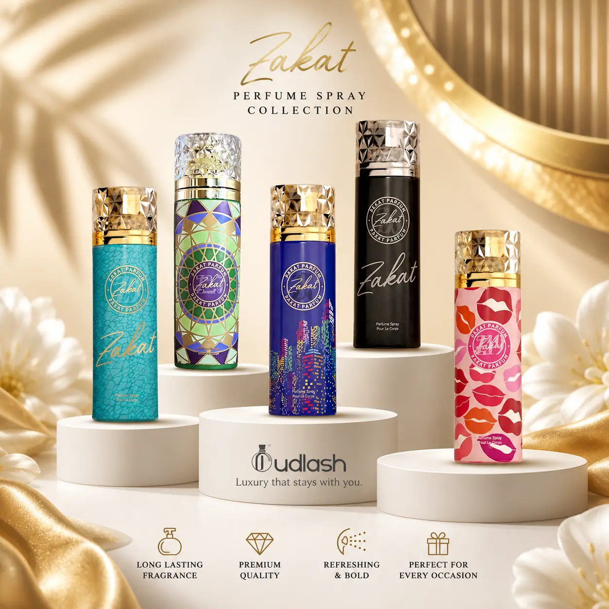 Bond 007 Body Spray Bundle | Z6 + Z7 +Z9 + Z19 + Z25 | Zakat | Unisex | 200 ML | Perfumed Body Spray | Violet Leaf - Blueberry & Cassis