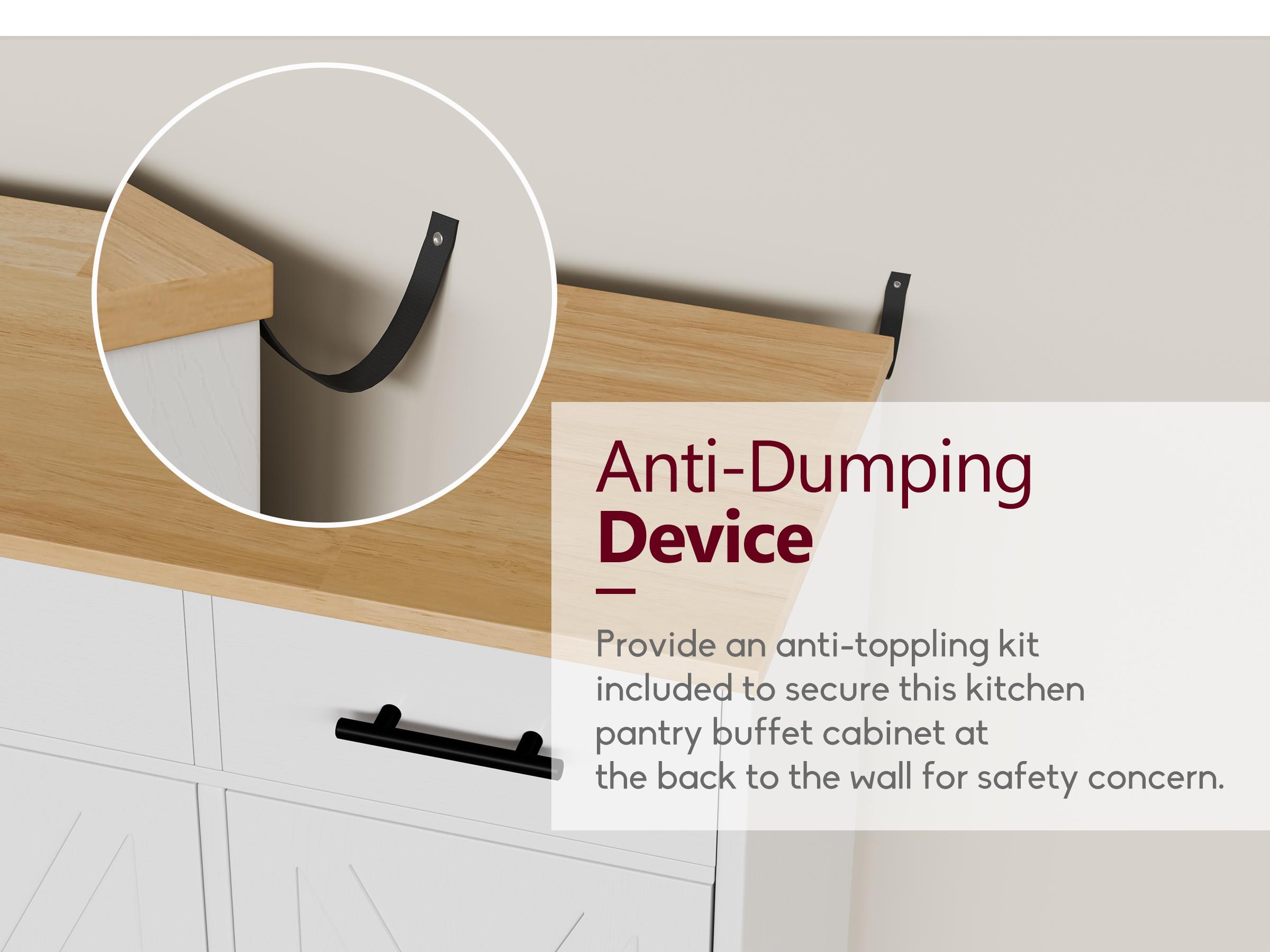 Walsunny Kitchen Buffet Sideboard Cabinet with 4 Doors and 3 Drawers, Entryway Adjustable Storage Shelf, Farmhouse Coffee Bar Cabinet for Kitchen, White