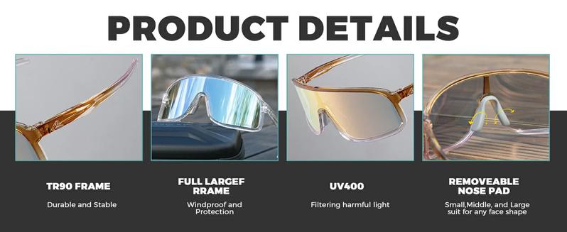 ROCKBROS Cycling Sunglasses Polarized Sports Glasses UV400 Protection TR90 Frame Detachable Nose Pads Unisex
