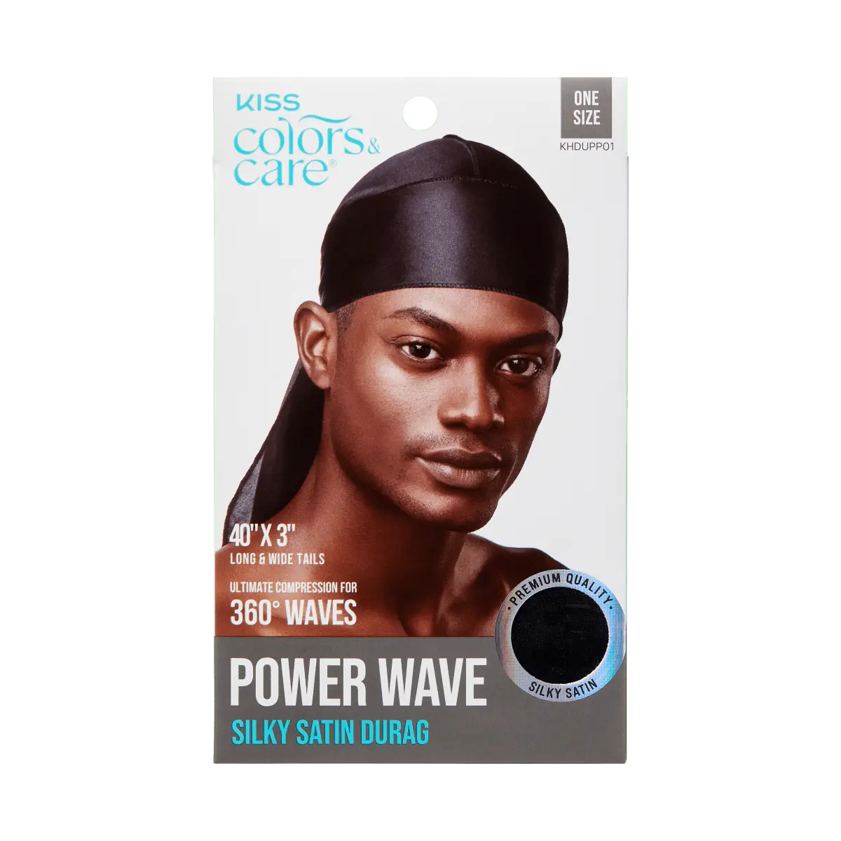 Kiss Colors & Care Power Wave Silky Satin Durag - Black