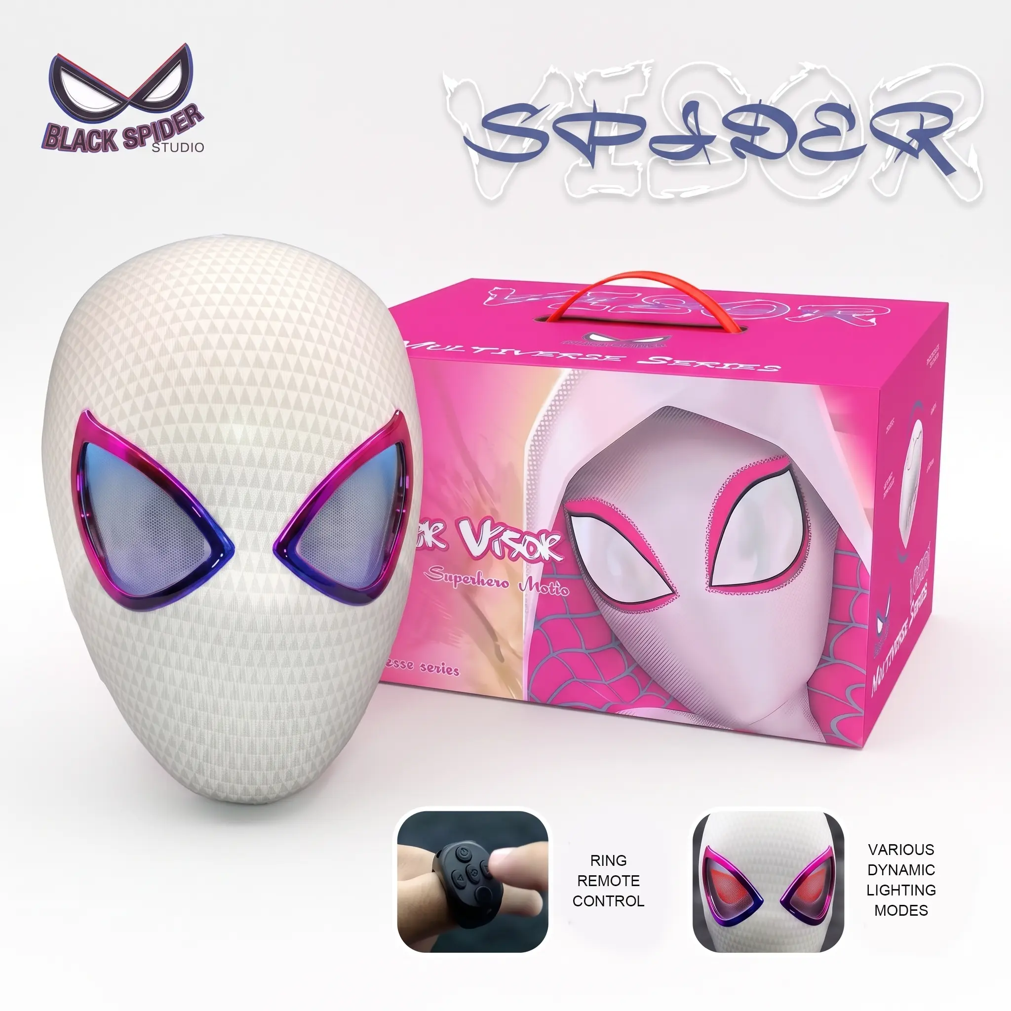 Cool Hero Mask Remote Control Skin-friendly Red &BlueLights Perfect for Cosplay, Halloween, Festivals,Parties -26cm x 19cm x 11cm Plastic Material
