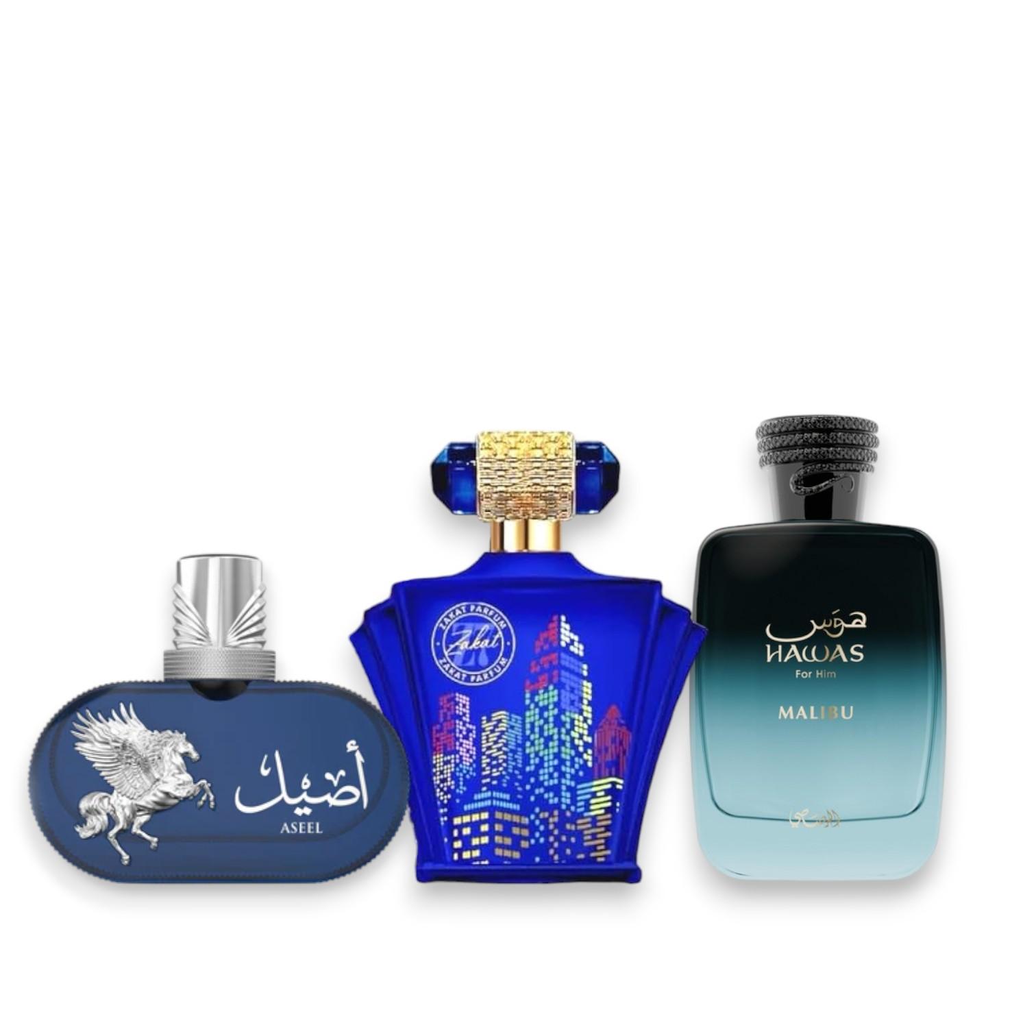 Tim's Bundle 3 | Highly Aseel + Z7 + Hawas Malibu | Eau De Parfum | Raspberry - Fruity & Tonka Bean Notes Tim's Bundle 3 | Highly Aseel + Z7 + Hawas Malibu | Eau De Parfum | Raspberry - Fruity & Tonka Bean Notes