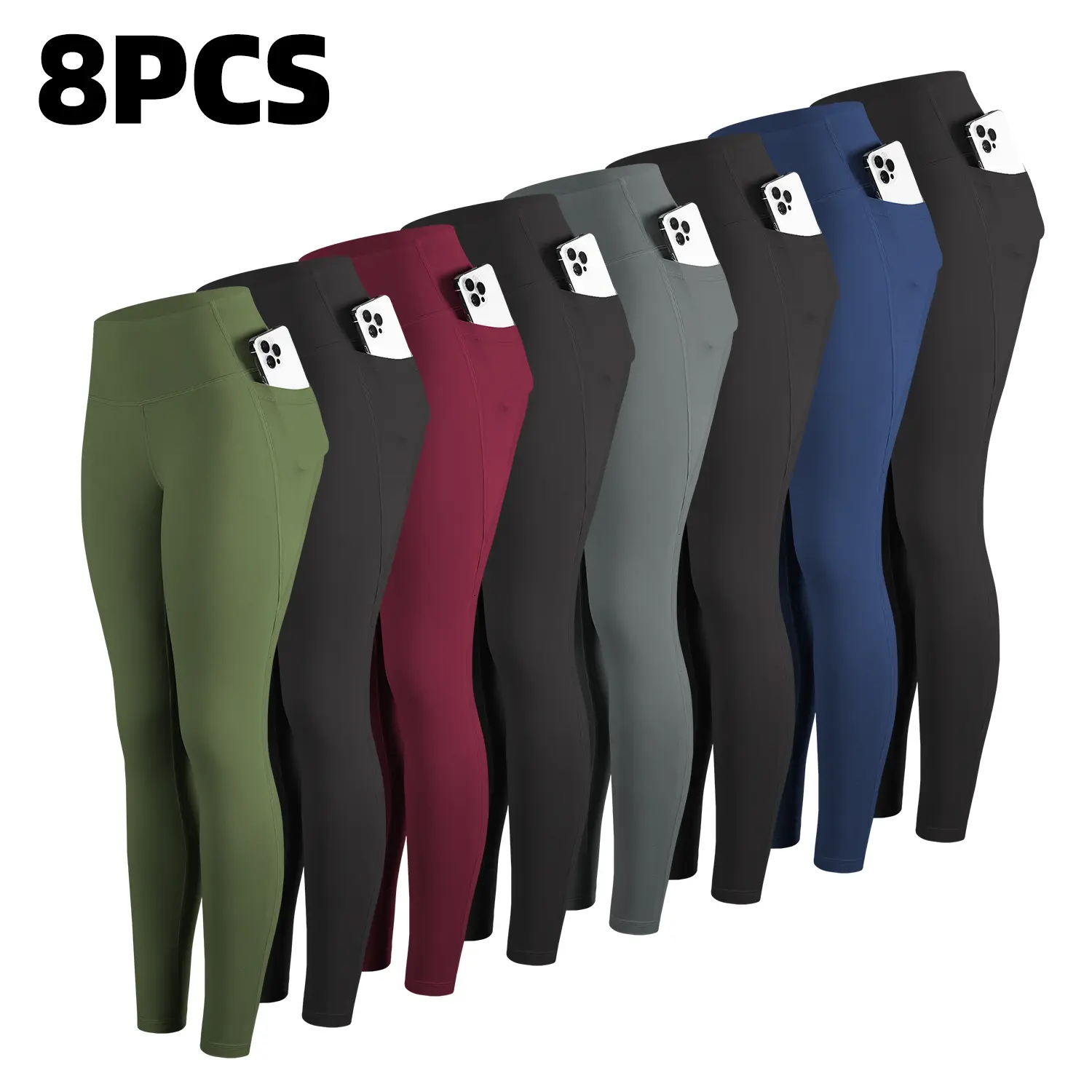 8 Packs-4Black-Gray-Red-AGreen-Navy